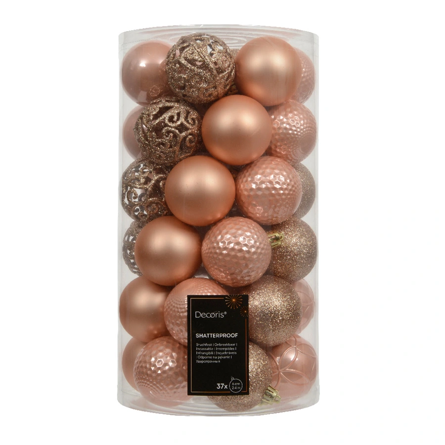 Kerstballen Mix 37 st. - Peach Pearl - afbeelding 1