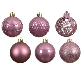 Kerstballen Mix 37 st. - Vintage Roze - afbeelding 2