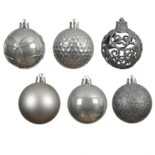 Kerstballen Mix 37 st. - Zacht Grijs - afbeelding 2