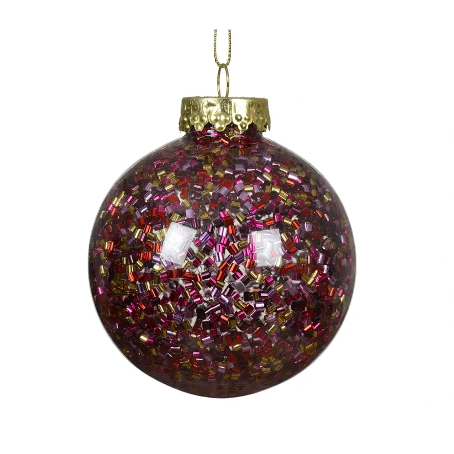 Kerstbal Transparant Paars - Ø8 cm