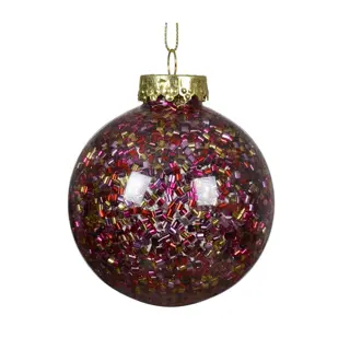 Kerstbal Transparant Paars - Ø8 cm