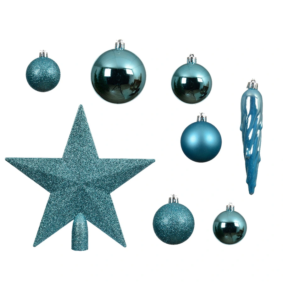 Kerstballen Mix 33 st. - Folk Blue - afbeelding 2