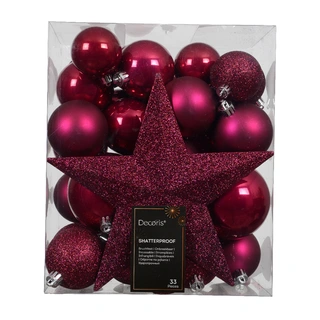 Kerstballen Mix 33 st. - Festive Pink