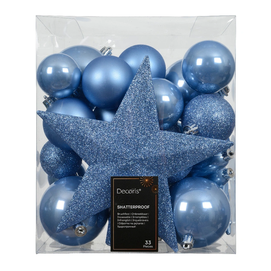 Kerstballen Mix 33 st. - Sky Blue - afbeelding 1