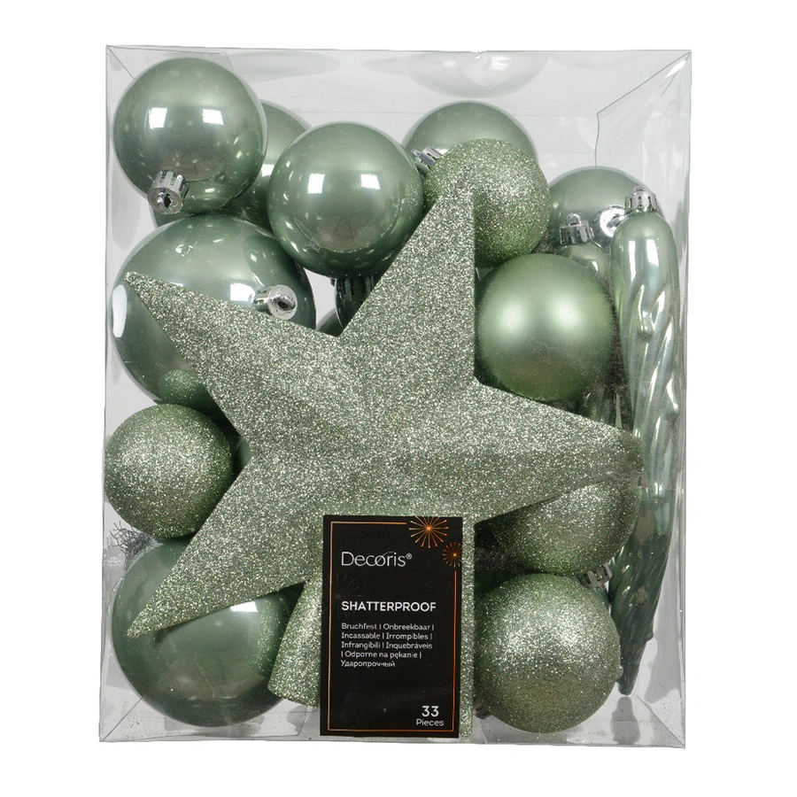 Kerstballen Mix 33 st. - Matcha Green - afbeelding 1