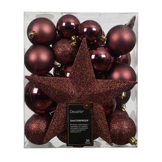 Kerstballen Mix 33 st. - Maroon