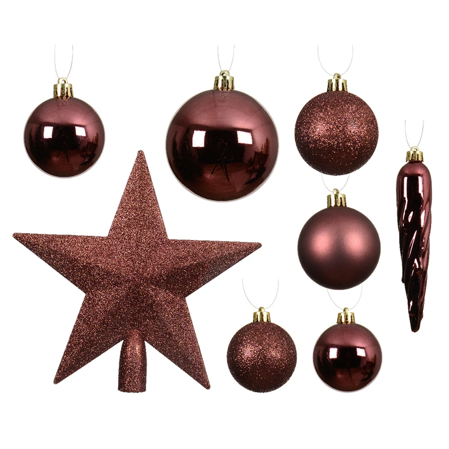 Kerstballen Mix 33 st. - Maroon - afbeelding 2