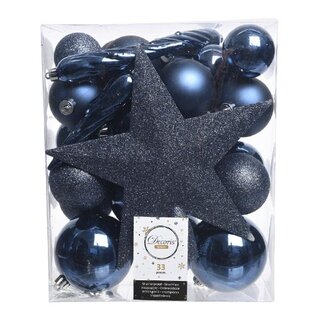 Kerstboomversiering Mix 33 st.- Nachtblauw