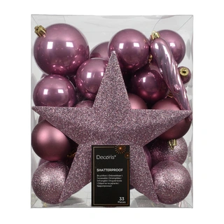 Kerstballen Mix 33 st. - Vintage Roze