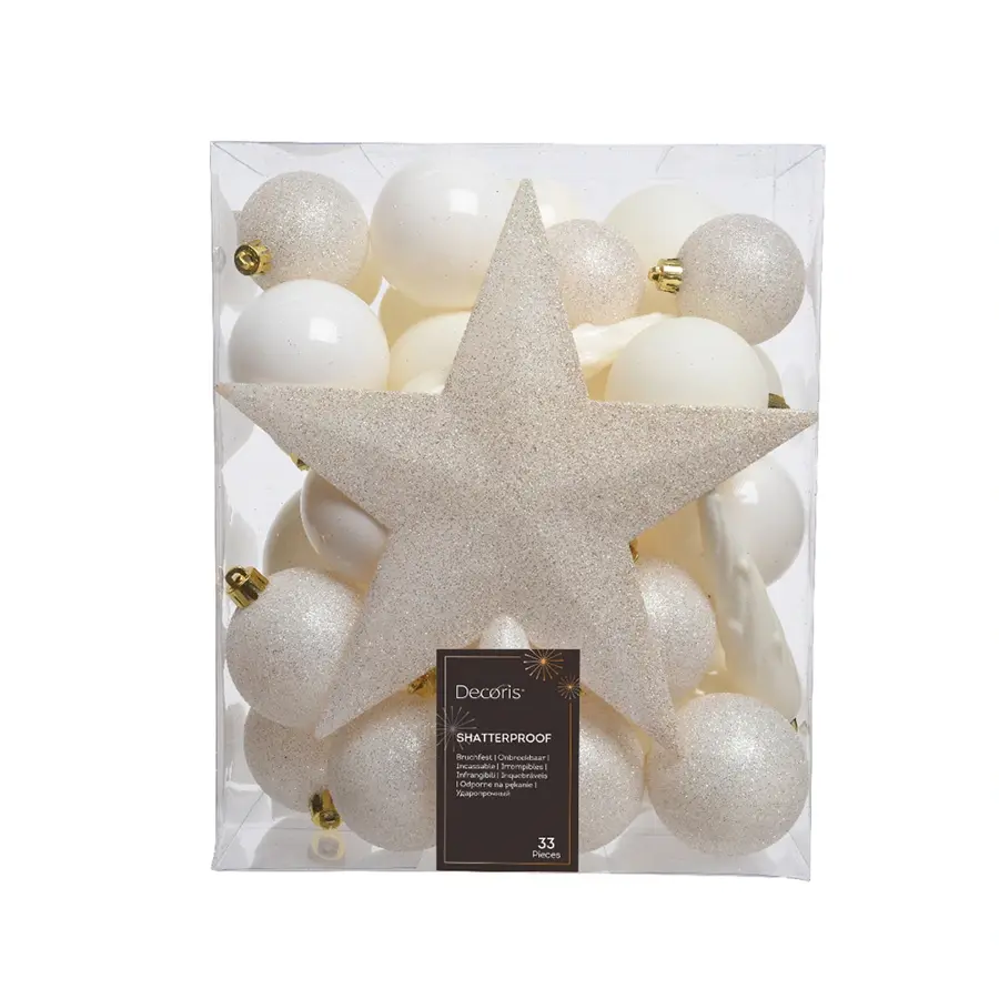 Kerstboomversiering Mix 33 st. - Wolwit - afbeelding 1