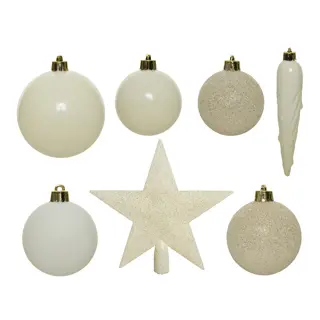 Kerstboomversiering Mix 33 st. - Wolwit - afbeelding 2