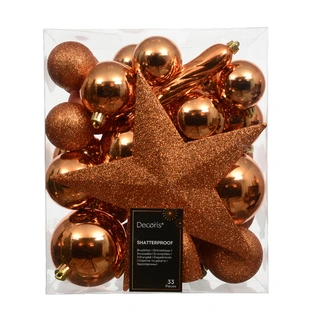 Kerstballen Mix 33 st. - Warm Orange