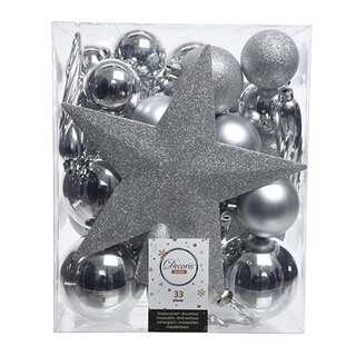 Kerstboomversiering Mix 33 st. - Zilver