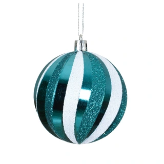 Kerstbal Glitter Golf - Folk Blue