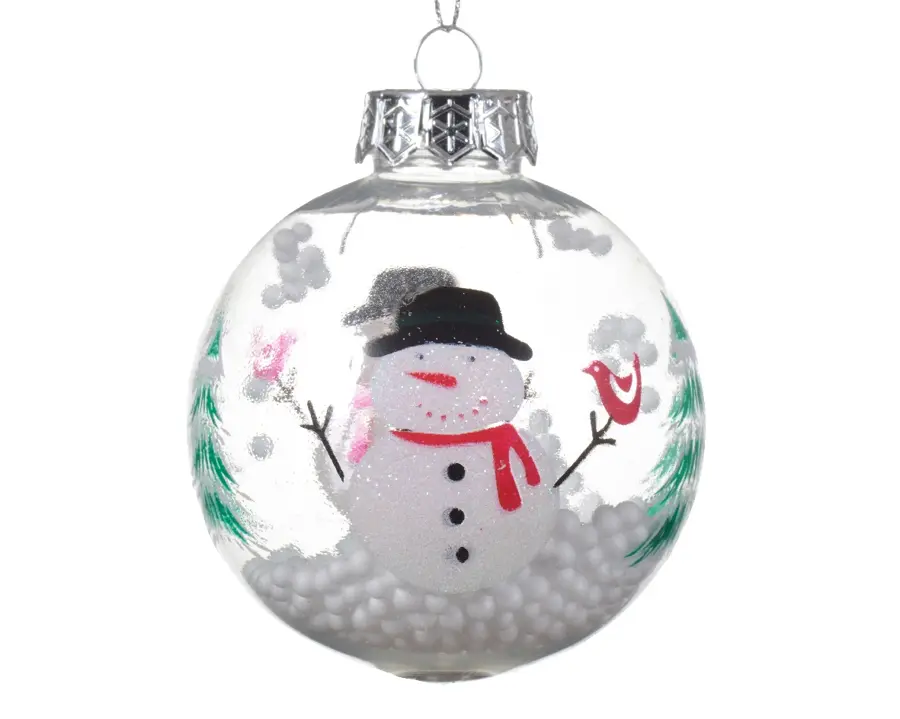 Kerstbal Deco Sneeuwpop - Transparant