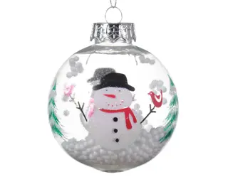 Kerstbal Deco Sneeuwpop - Transparant