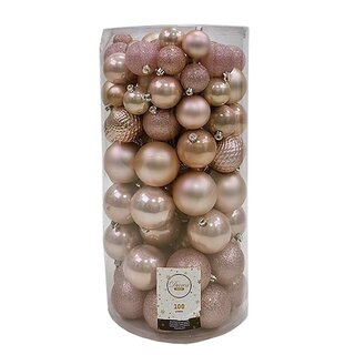 Kerstballen Mix 100 st. - Poederroze