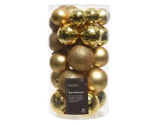 Kerstballen Mix 30 st. - Licht Goud