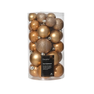 Kerstballen Mix 30 st. - Karamel bruin