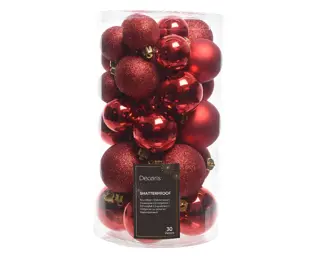 Kerstballen Mix 30 st. - Kerstrood