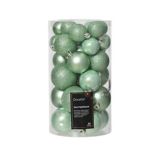 Kerstballen Mix 30 st. - Mintgroen