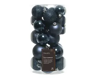 Kerstballen Mix 30 st. - Nachtblauw