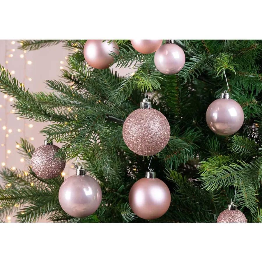 Kerstballen Mix 30 st. - Poederroze - afbeelding 2