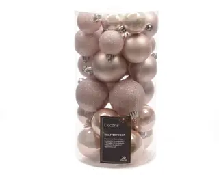 Kerstballen Mix 30 st. - Poederroze - afbeelding 1