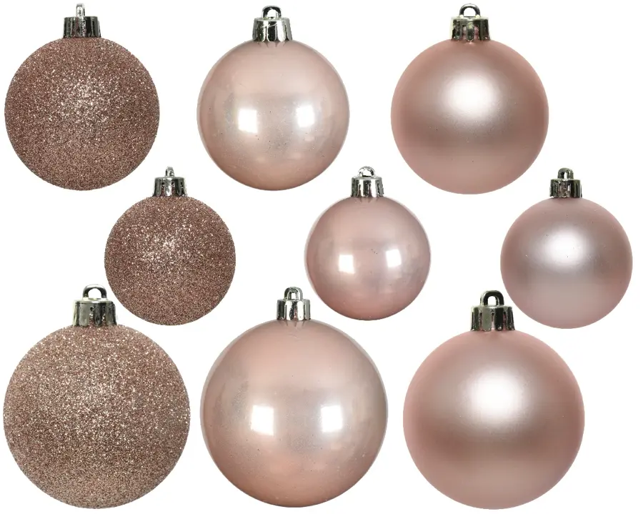 Kerstballen Mix 30 st. - Poederroze - afbeelding 3