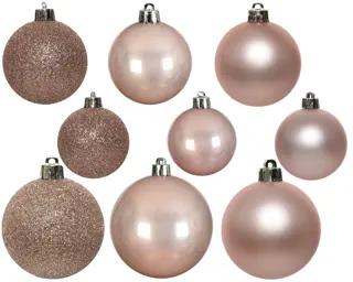 Kerstballen Mix 30 st. - Poederroze - afbeelding 3