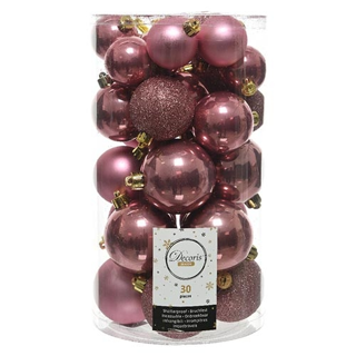 Kerstballen Mix 30 st. - Velours Roze