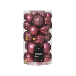 Kerstballen Mix 30 st. - Vintage Roze