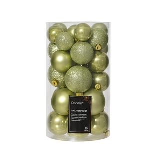 Kerstballen Mix 30 st. - Warm Pistache