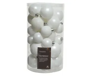 Kerstballen Mix 30 st. - Winterwit