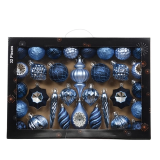 Kerstballen Mix 32 st. - Blauw