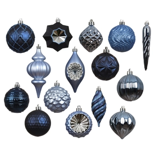 Kerstballen Mix 32 st. - Blauw - afbeelding 2