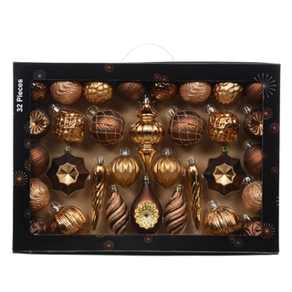 Kerstballen Mix 32 st. - Bruin