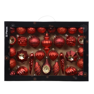 Kerstballen Mix 32 st. - Kerstrood