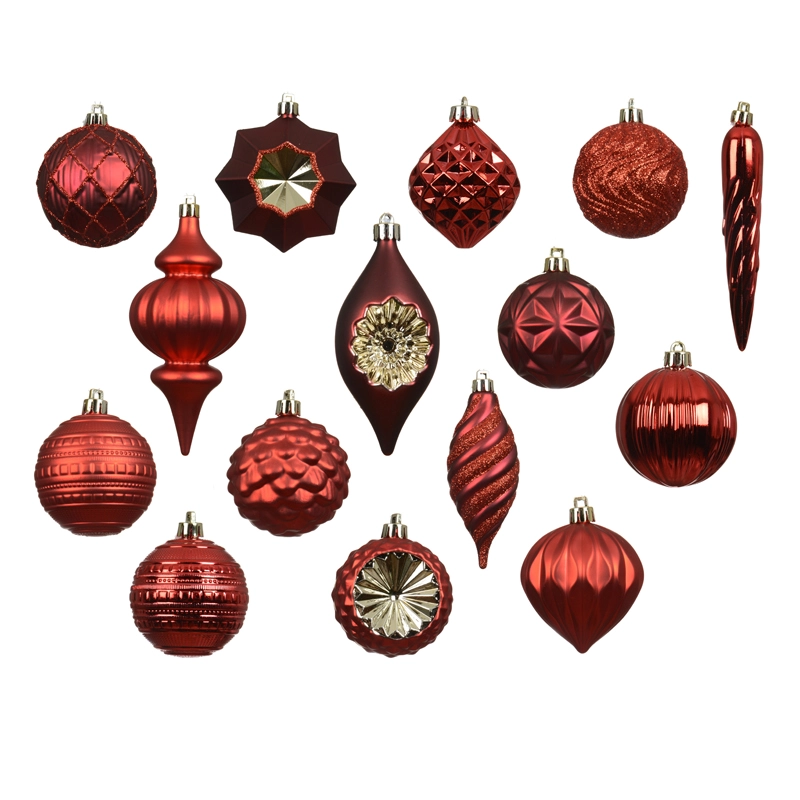 Kerstballen Mix 32 st. - Kerstrood - afbeelding 2