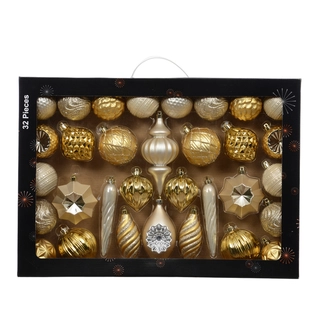 Kerstballen Mix 32 st. - Lichtgoud