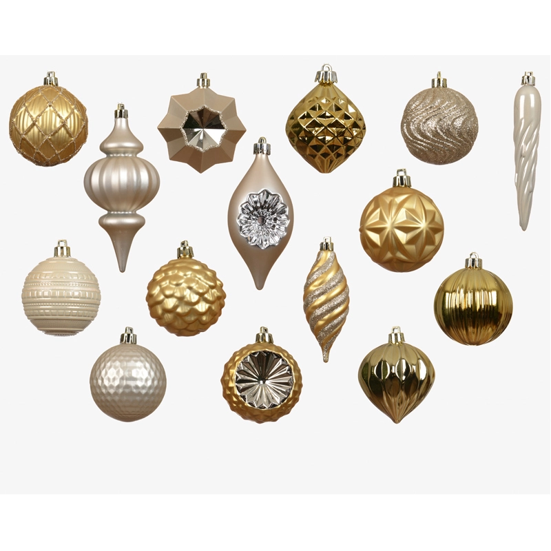 Kerstballen Mix 32 st. - Lichtgoud - afbeelding 2