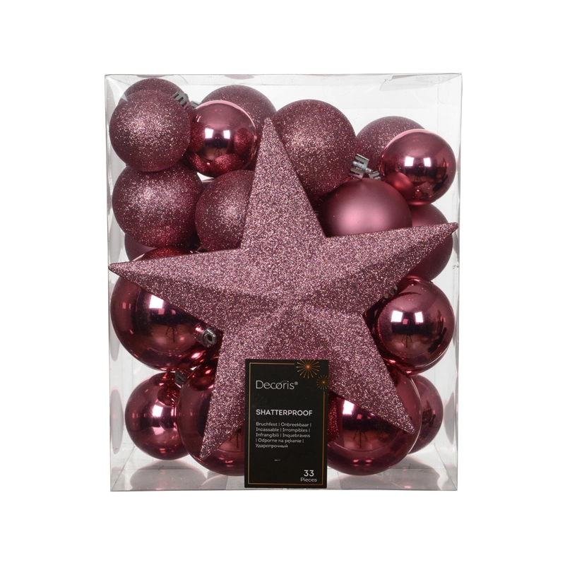 Kerstballen Mix 33 st. - Bloesem Roze - afbeelding 1