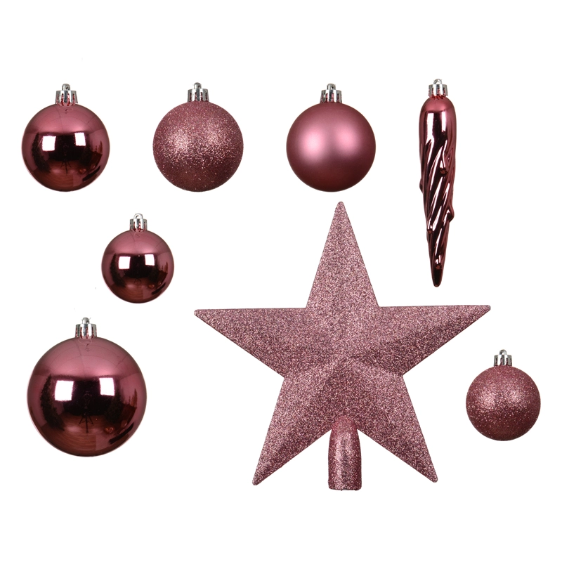 Kerstballen Mix 33 st. - Bloesem Roze - afbeelding 2