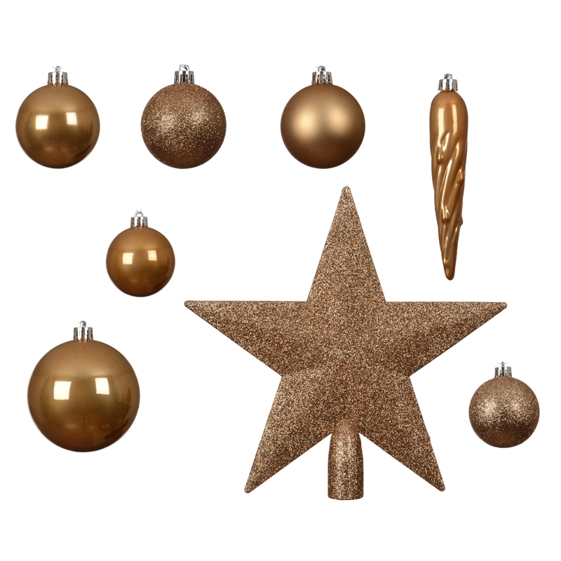 Kerstballen Mix 33 st. - Karamel bruin - afbeelding 2
