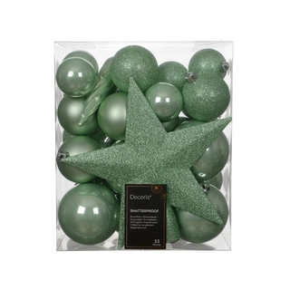 Kerstballen Mix 33 st. - Mintgroen
