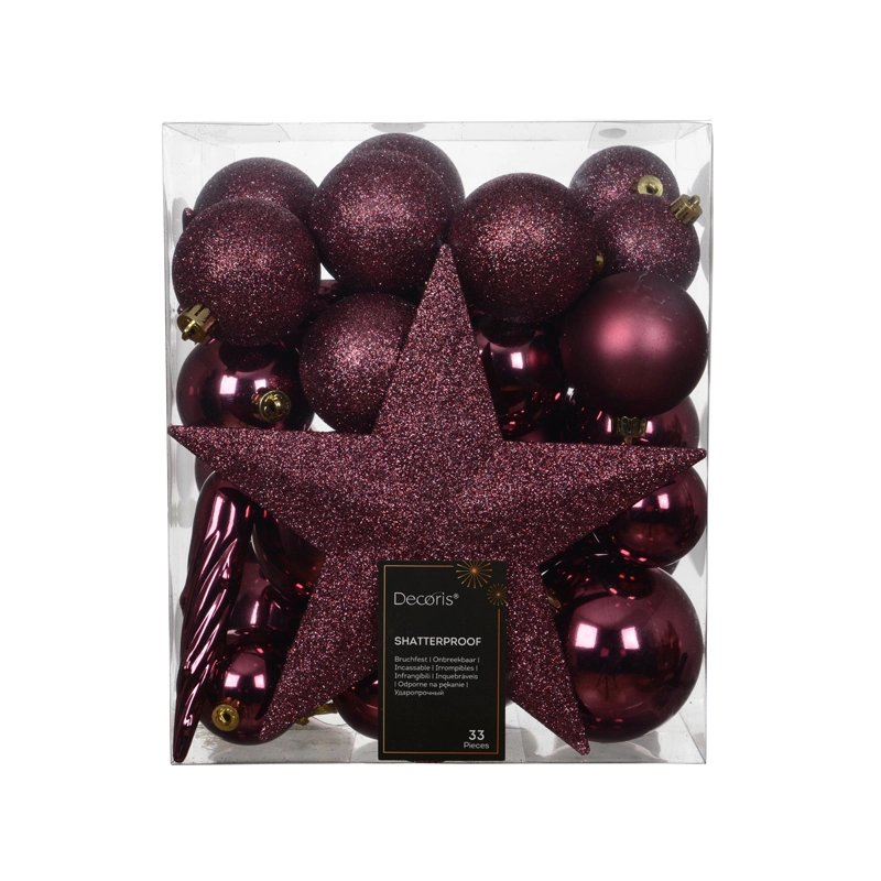 Kerstballen Mix 33 st. - Vintage Roze - afbeelding 1
