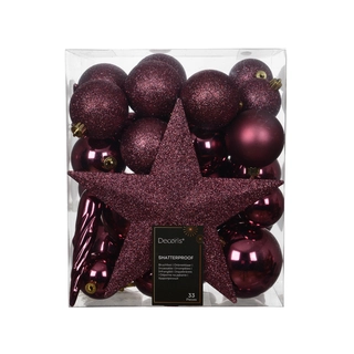 Kerstballen Mix 33 st. - Vintage Roze
