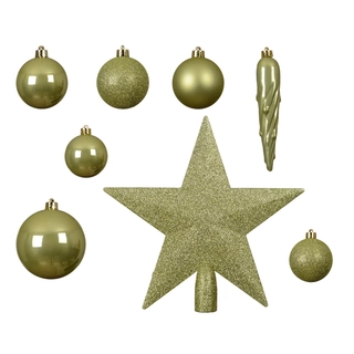 Kerstballen Mix 33 st. - Warm Pistache - afbeelding 2