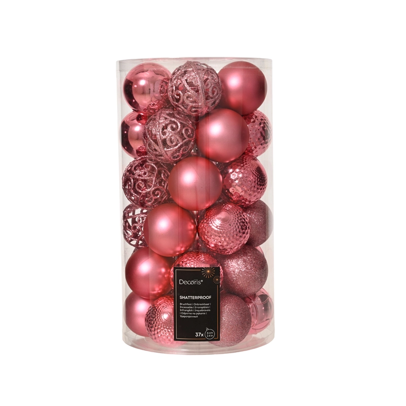 Kerstballen Mix 37 st. - Bloesem Roze - afbeelding 1