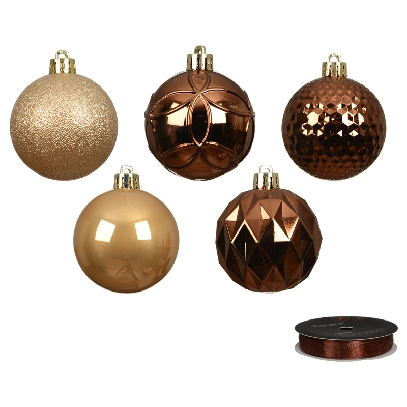 Kerstballen Mix 37 st. - Bruin - afbeelding 2